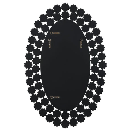 Colleen Oval Wall Mirror with Faux Crystal Blossoms by Coaster at Eve Furniture