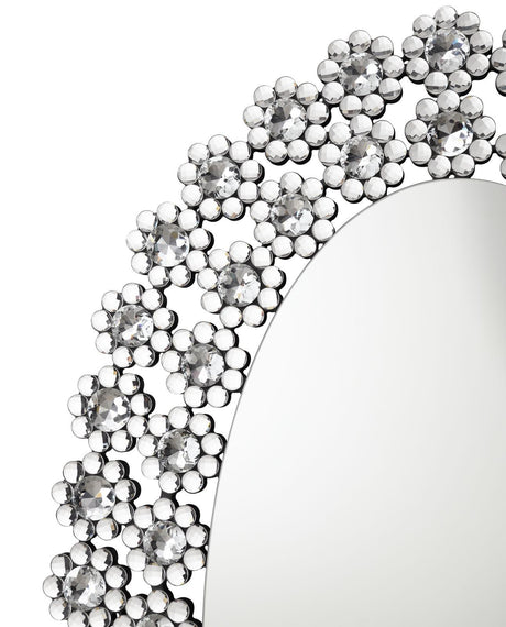 Colleen Oval Wall Mirror with Faux Crystal Blossoms by Coaster at Eve Furniture