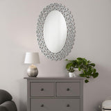 Colleen Oval Wall Mirror with Faux Crystal Blossoms by Coaster at Eve Furniture