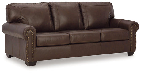 Colleton Dark Brown Leather Sofa by Ashley at Eve Furniture