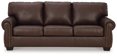Colleton Dark Brown Leather Sofa by Ashley at Eve Furniture