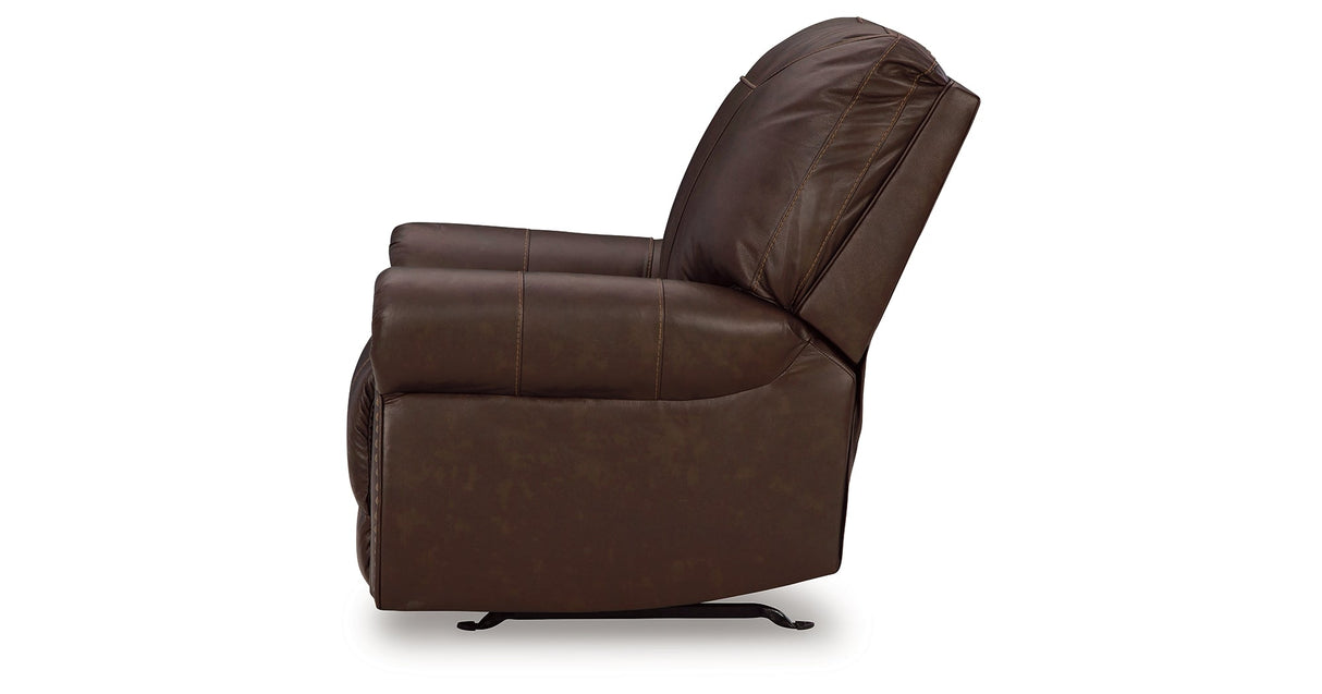 Colleton Dark Brown Recliner by Ashley at Eve Furniture