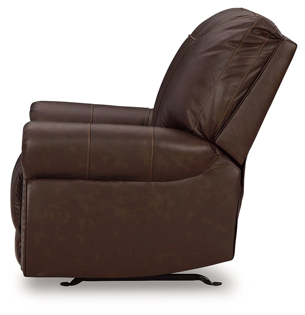 Colleton Dark Brown Recliner by Ashley at Eve Furniture