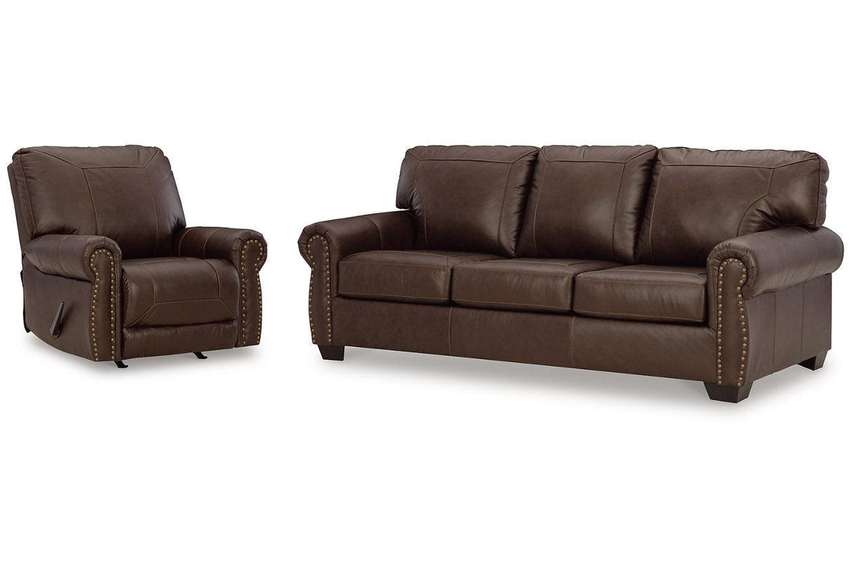 Colleton Dark Brown Sofa and Recliner by Ashley at Eve Furniture