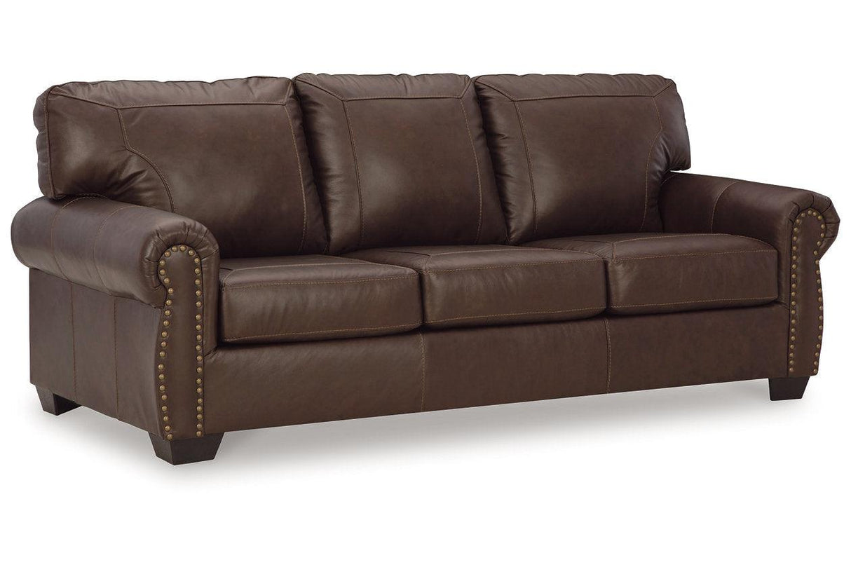 Colleton Dark Brown Sofa and Recliner by Ashley at Eve Furniture
