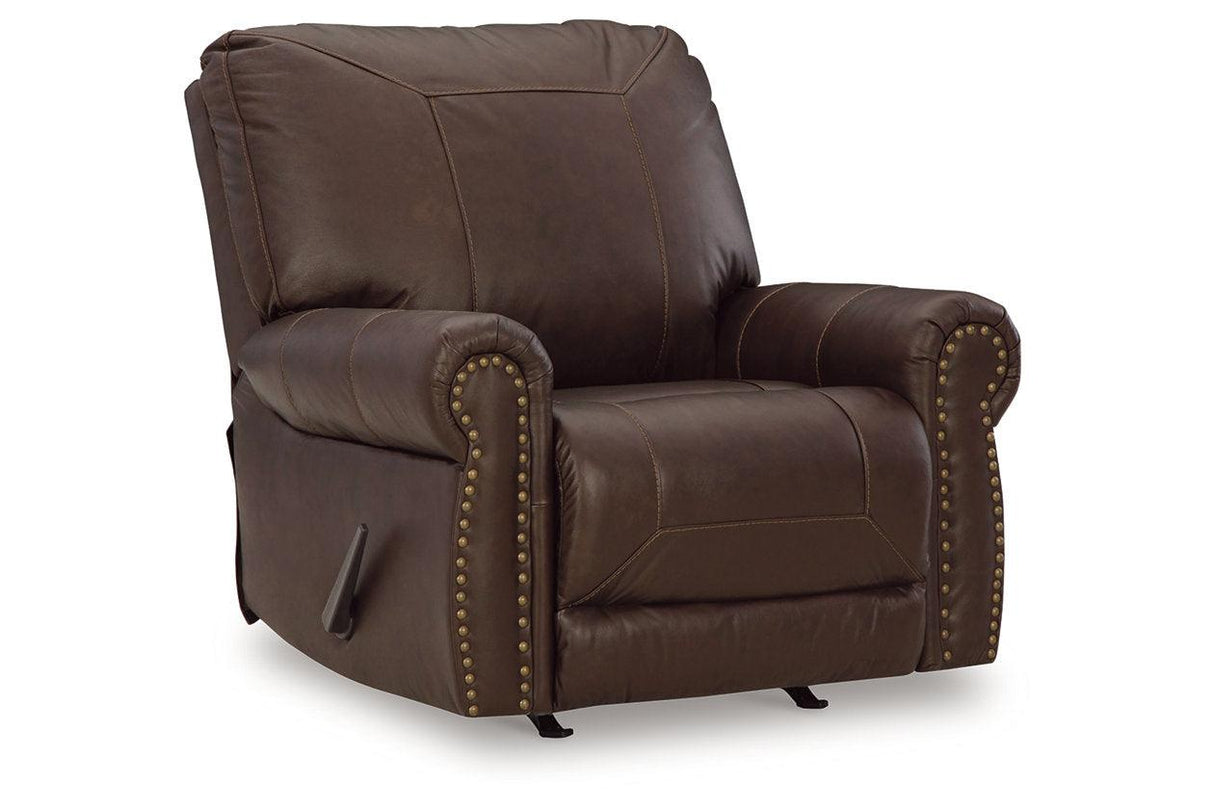Colleton Dark Brown Sofa and Recliner by Ashley at Eve Furniture