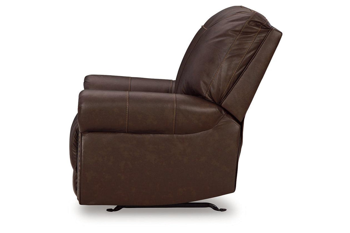 Colleton Dark Brown Sofa and Recliner by Ashley at Eve Furniture