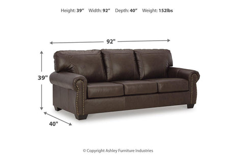 Colleton Dark Brown Sofa, Loveseat and Recliner by Ashley at Eve Furniture