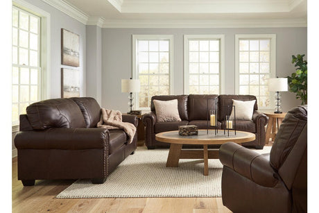 Colleton Dark Brown Sofa, Loveseat and Recliner by Ashley at Eve Furniture