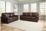 Colleton Dark Brown Sofa, Loveseat and Recliner by Ashley at Eve Furniture