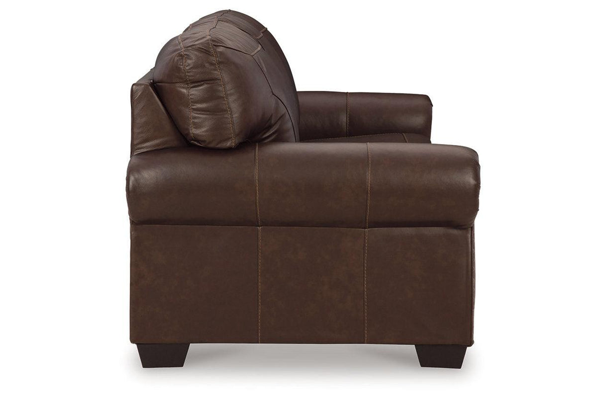 Colleton Dark Brown Sofa, Loveseat and Recliner by Ashley at Eve Furniture