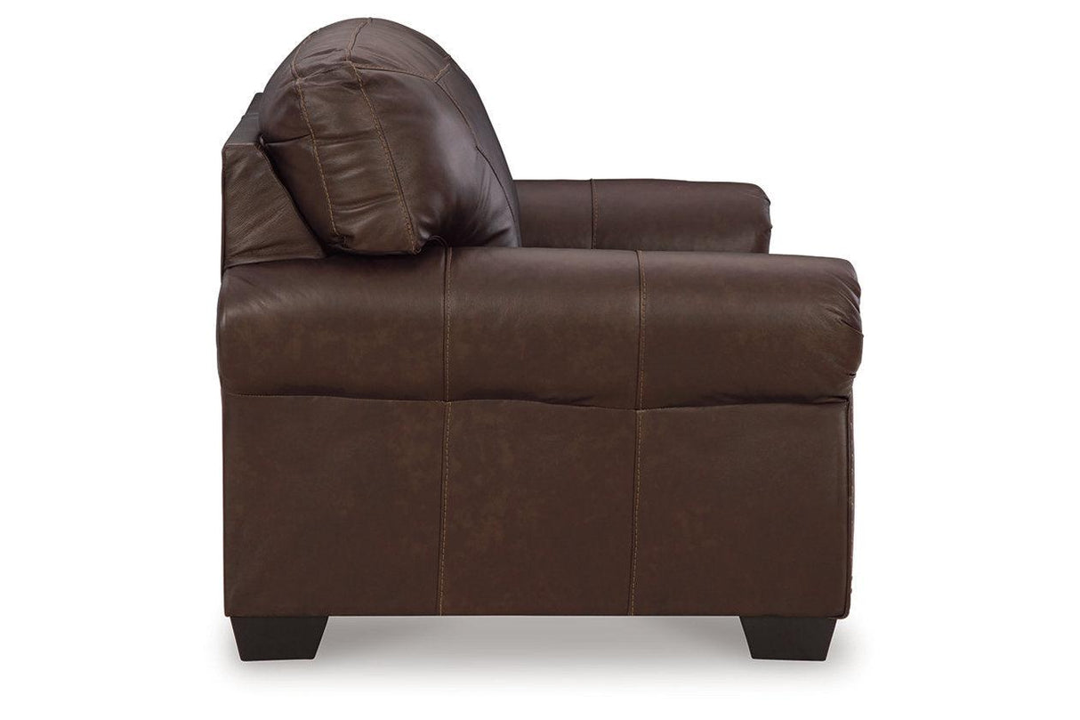 Colleton Dark Brown Sofa, Loveseat and Recliner by Ashley at Eve Furniture