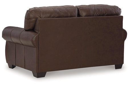 Colleton Dark Brown Sofa, Loveseat and Recliner by Ashley at Eve Furniture