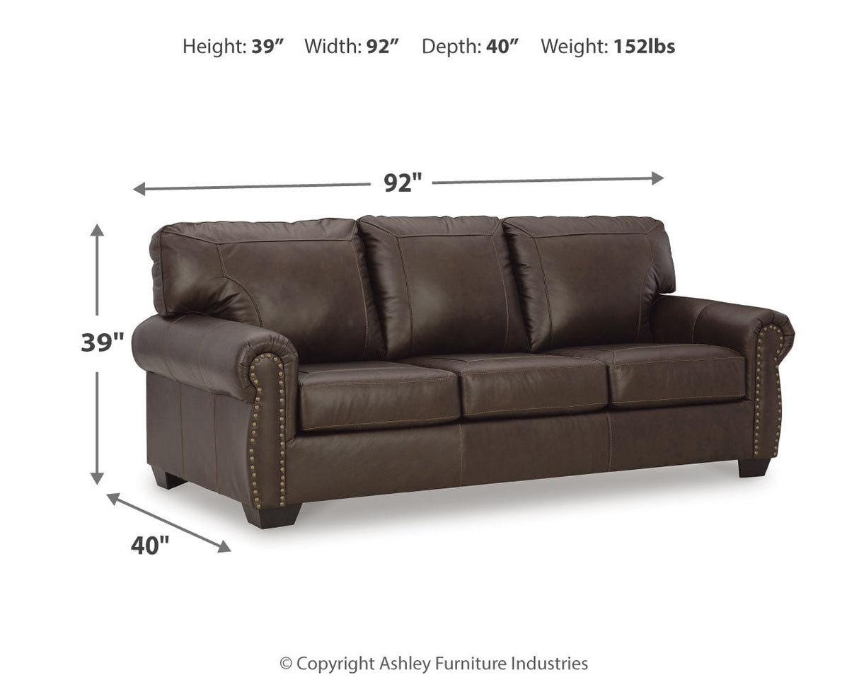 Colleton Sofa, Loveseat and Recliner in Dark Brown by Ashley at Eve Furniture