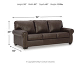 Colleton Sofa, Loveseat and Recliner in Dark Brown by Ashley at Eve Furniture