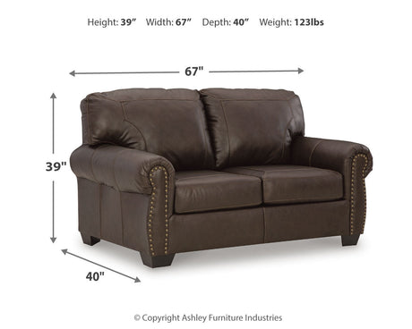 Colleton Sofa, Loveseat and Recliner in Dark Brown by Ashley at Eve Furniture