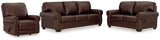 Colleton Sofa, Loveseat and Recliner in Dark Brown by Ashley at Eve Furniture