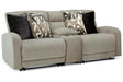 Colleyville Stone 3-Piece Power Reclining Modular Loveseat with Console by Ashley at Eve Furniture