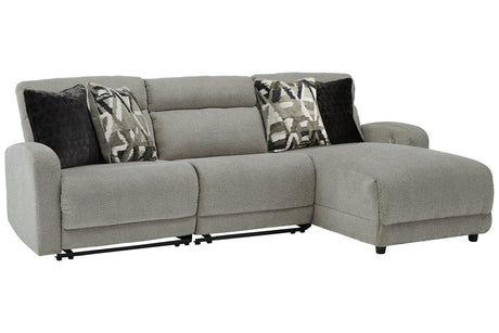 Colleyville Stone 3-Piece Power Reclining Sectional with Chaise by Ashley at Eve Furniture