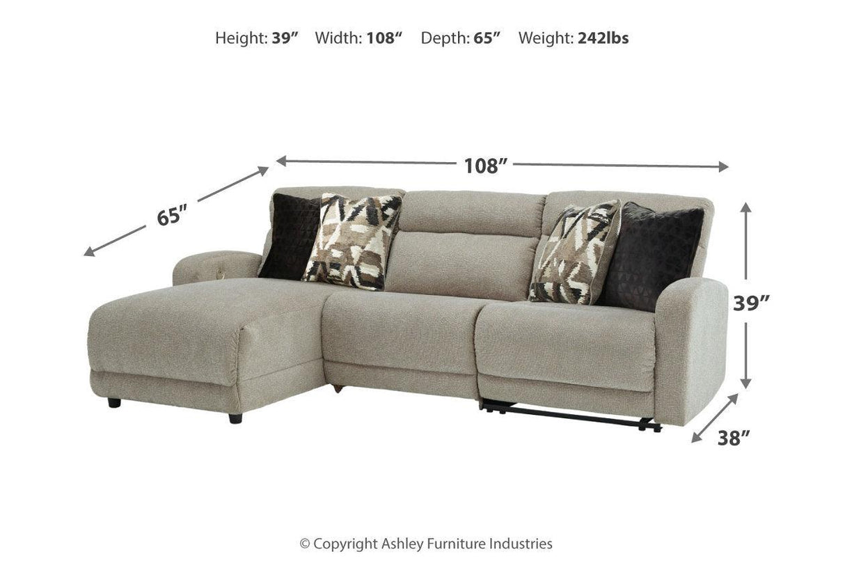 Colleyville Stone 3-Piece Power Reclining Sectional with LAF Chaise by Ashley at Eve Furniture
