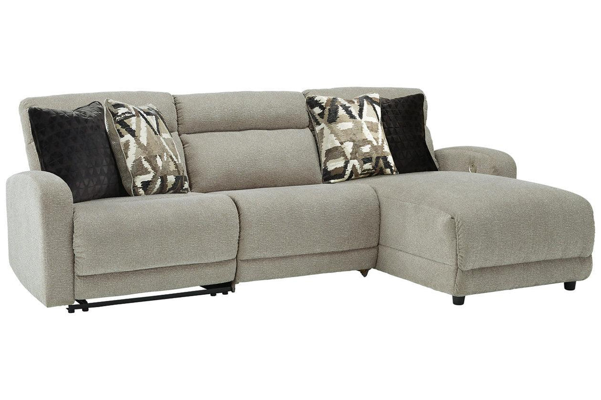 Colleyville Stone 3-Piece Power Reclining Sectional with LAF Chaise by Ashley at Eve Furniture