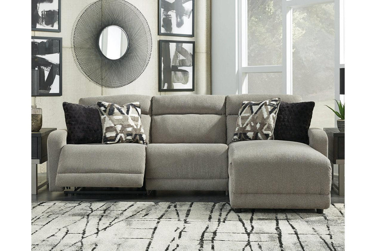 Colleyville Stone 3-Piece Power Reclining Sectional with RAF Chaise by Ashley at Eve Furniture