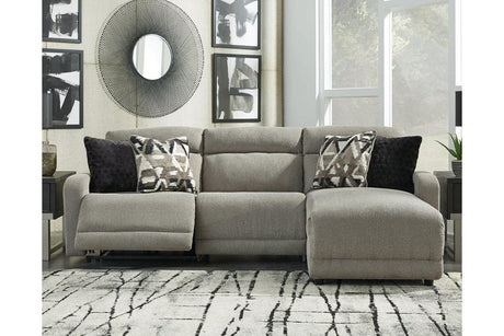Colleyville Stone 3-Piece Power Reclining Sectional with RAF Chaise by Ashley at Eve Furniture