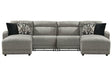 Colleyville Stone 4-Piece Power Reclining Modular Sectional with 2 Reclining Seats and Chaises by Ashley at Eve Furniture