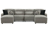 Colleyville Stone 4-Piece Power Reclining Modular Sectional with 2 Reclining Seats and Chaises by Ashley at Eve Furniture
