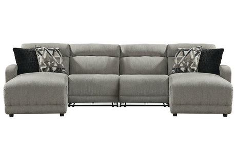 Colleyville Stone 4-Piece Power Reclining Modular Sectional with 2 Reclining Seats and Chaises by Ashley at Eve Furniture