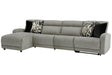Colleyville Stone 4-Piece Power Reclining Modular Sectional with Chaise by Ashley at Eve Furniture