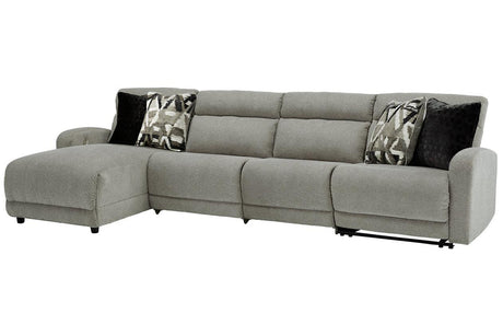 Colleyville Stone 4-Piece Power Reclining Modular Sectional with Chaise by Ashley at Eve Furniture