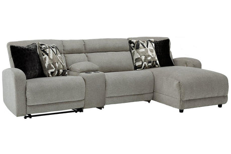 Colleyville Stone 4-Piece Power Reclining Sectional with Chaise and Console by Ashley at Eve Furniture