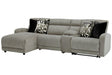 Colleyville Stone 4-Piece Power Reclining Sectional with Chaise and Console by Ashley at Eve Furniture