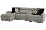 Colleyville Stone 4-Piece Power Reclining Sectional with Chaise and Console by Ashley at Eve Furniture