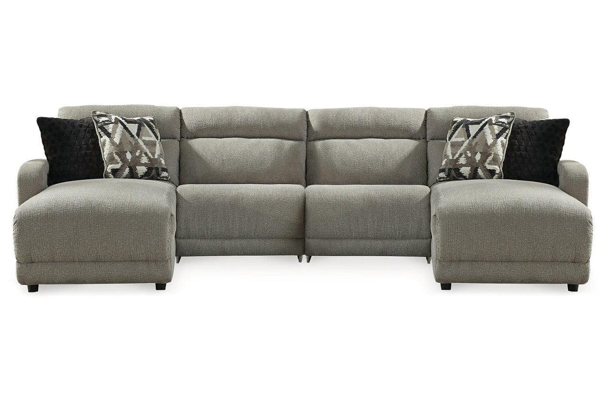 Colleyville Stone 4-Piece Power Reclining Sectional with Chaise by Ashley at Eve Furniture