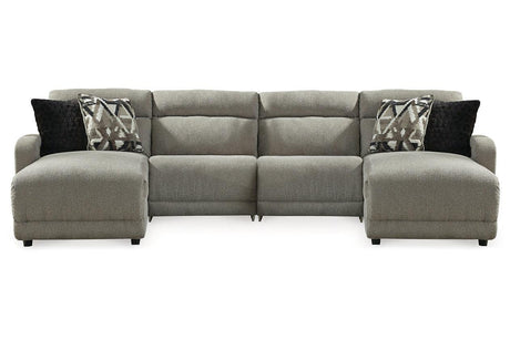 Colleyville Stone 4-Piece Power Reclining Sectional with Chaise by Ashley at Eve Furniture