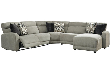Colleyville Stone 5-Piece Power Reclining Modular Sectional with RAF Chaise by Ashley at Eve Furniture