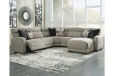 Colleyville Stone 5-Piece Power Reclining Sectional with Chaise by Ashley at Eve Furniture