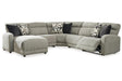 Colleyville Stone 5-Piece Power Reclining Sectional with Chaise by Ashley at Eve Furniture