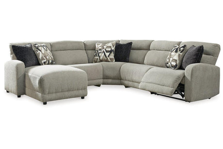 Colleyville Stone 5-Piece Power Reclining Sectional with Chaise by Ashley at Eve Furniture
