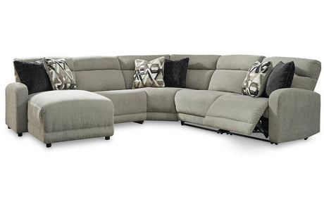 Colleyville Stone 5-Piece Power Reclining Sectional with LAF Chaise by Ashley at Eve Furniture