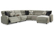 Colleyville Stone 6-Piece Power Reclining Sectional with Chaise by Ashley at Eve Furniture
