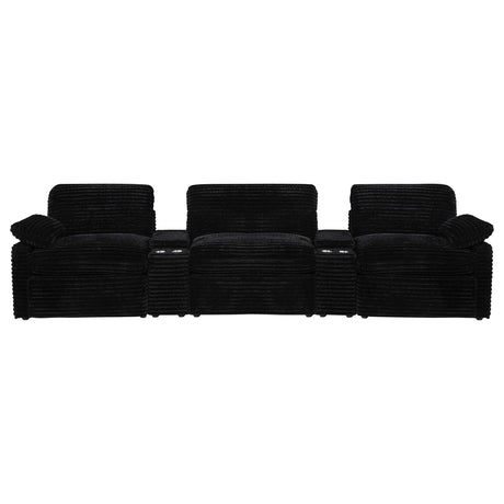 Collins Black 5-Piece Power Reclining Home Theater Seating by Coaster at Eve Furniture