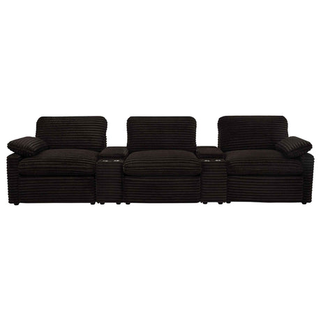 Collins Chocolate Brown 5-Piece Power Reclining Home Theater Seating by Coaster at Eve Furniture