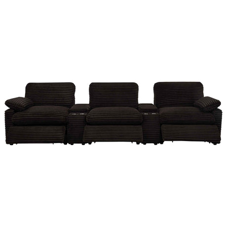 Collins Chocolate Brown 5-Piece Power Reclining Home Theater Seating by Coaster at Eve Furniture