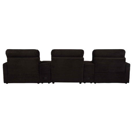 Collins Chocolate Brown 5-Piece Power Reclining Home Theater Seating by Coaster at Eve Furniture