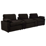 Collins Chocolate Brown 5-Piece Power Reclining Home Theater Seating by Coaster at Eve Furniture