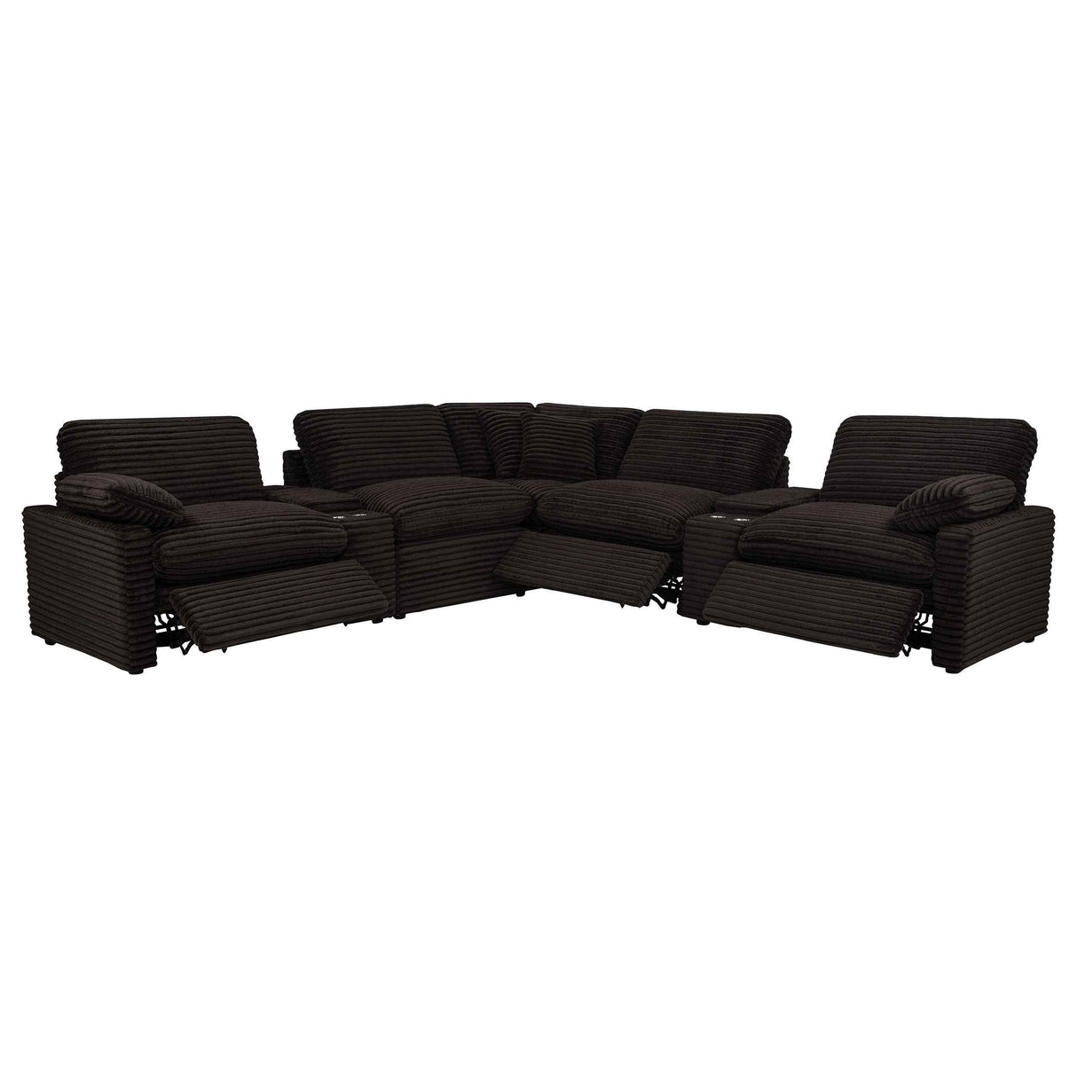 Collins Chocolate Brown 7-piece Modular Power Reclining Sectional by Coaster at Eve Furniture