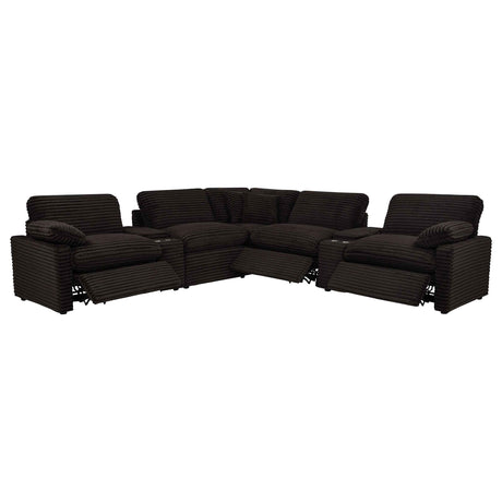 Collins Chocolate Brown 7-piece Modular Power Reclining Sectional by Coaster at Eve Furniture